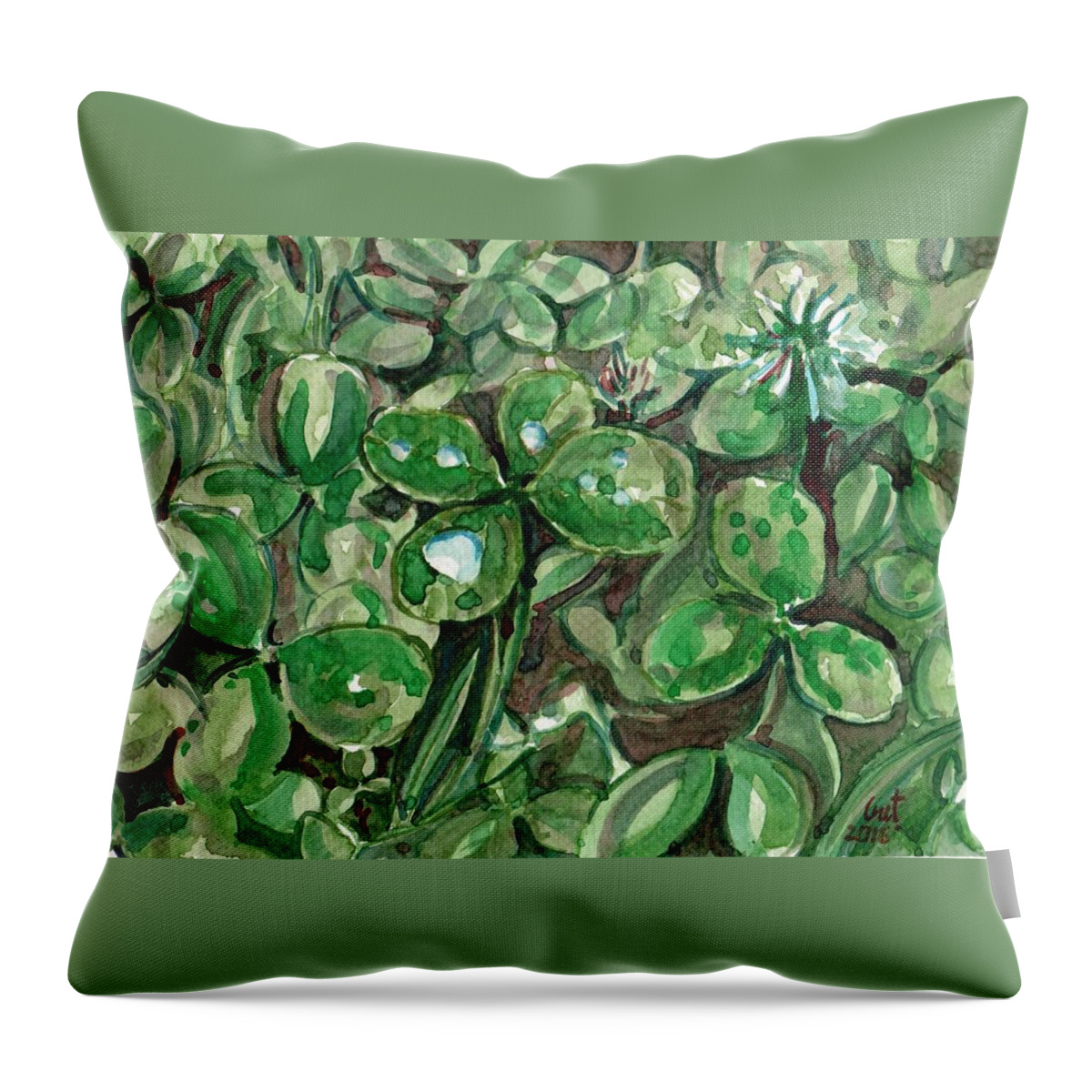 Clover Throw Pillow featuring the painting Clover field by George Cret