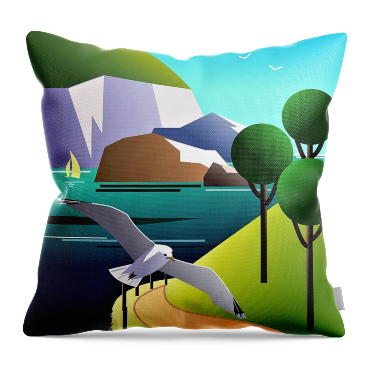 Coast Throw Pillow featuring the digital art Coast by Fatline Graphic Art