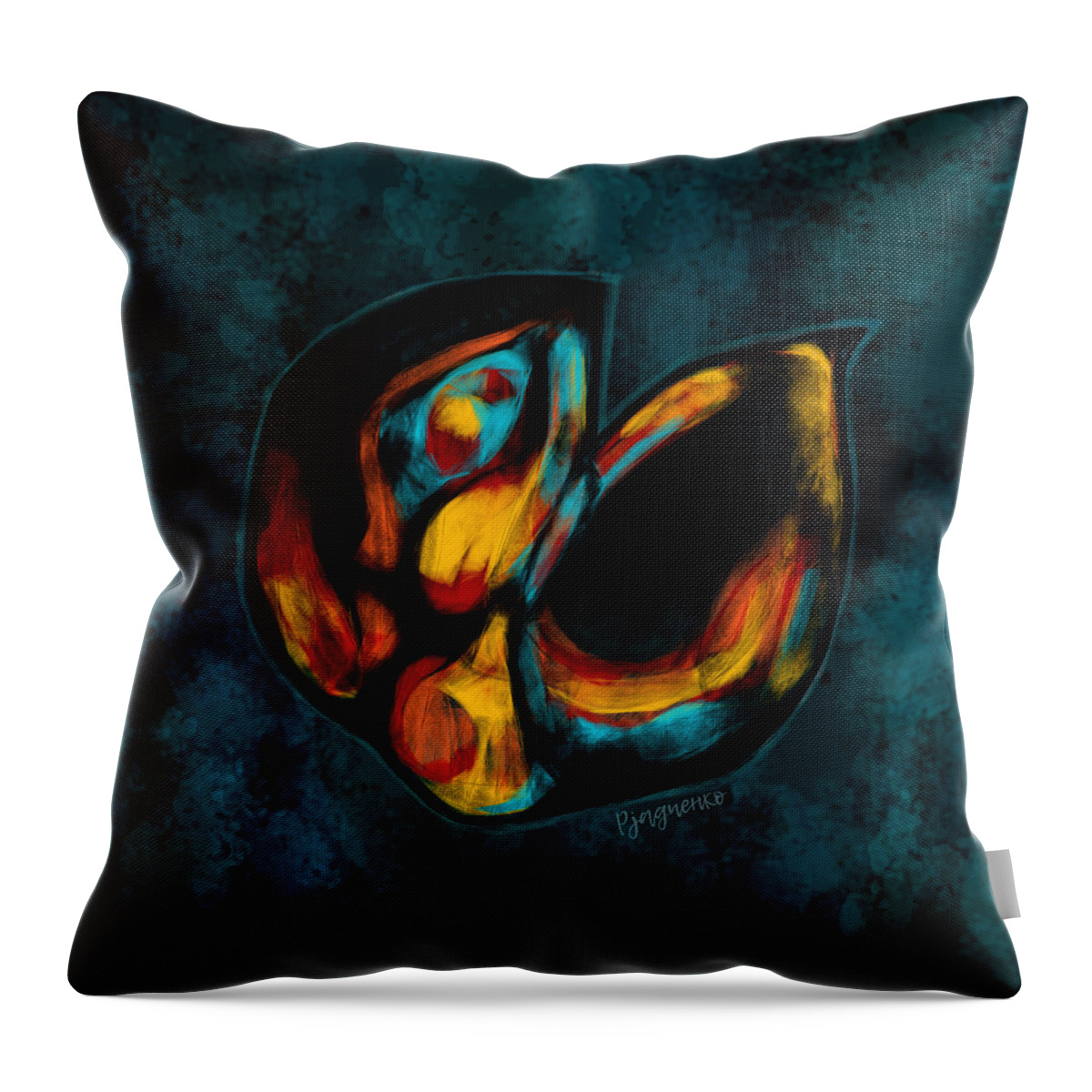 Cocoon Duo Throw Pillow featuring the digital art Cocoon duo by Ljev Rjadcenko