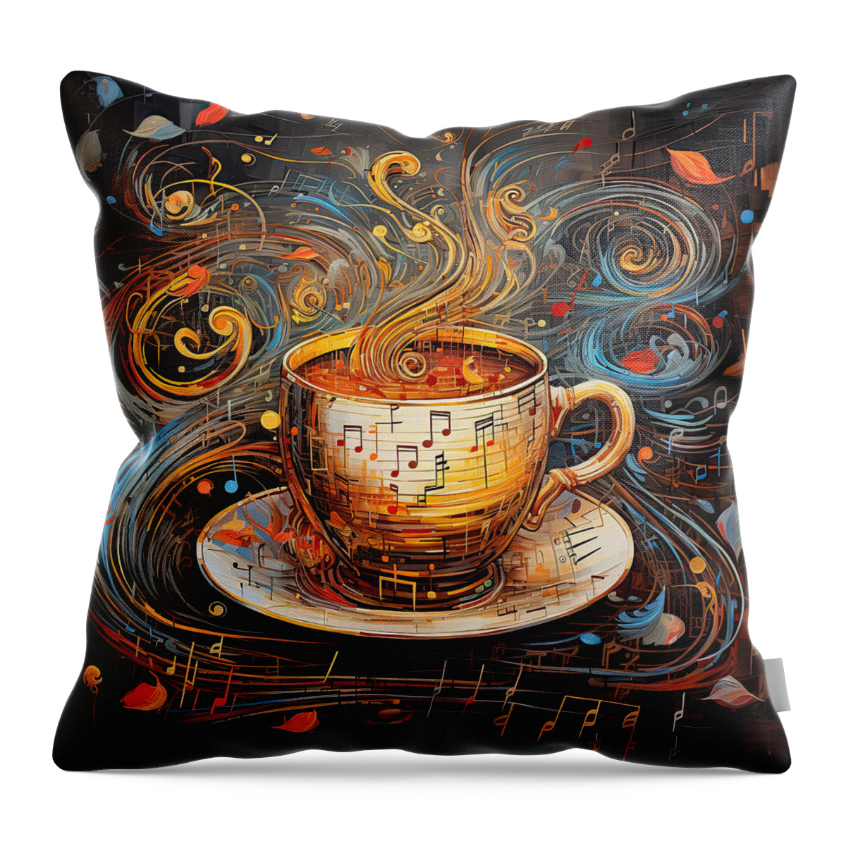 Coffee Throw Pillow featuring the digital art Coffee And Music by Lourry Legarde