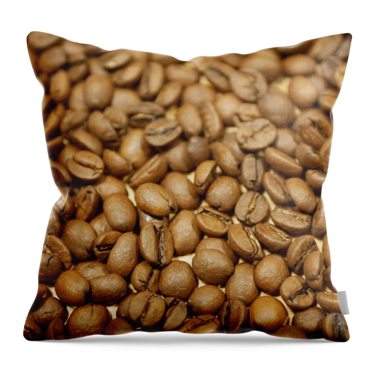 Coffee beans detail roasted cultivated Brazil. Variety Coffea arabica  organic bio coffee espresso Italian preparation refreshing, shop store  healthy, plant roasting Arabian, light brown background Throw Pillow by  Tomas Vynikal - Fine