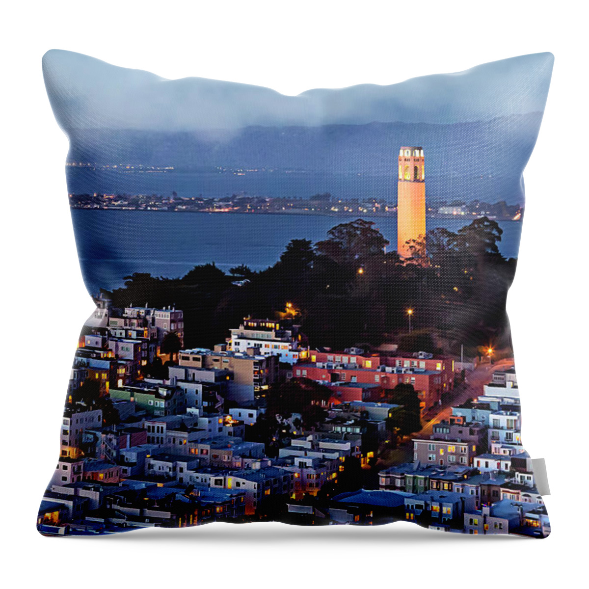 Gary Johnson Throw Pillow featuring the photograph Coit Tower by Gary Johnson