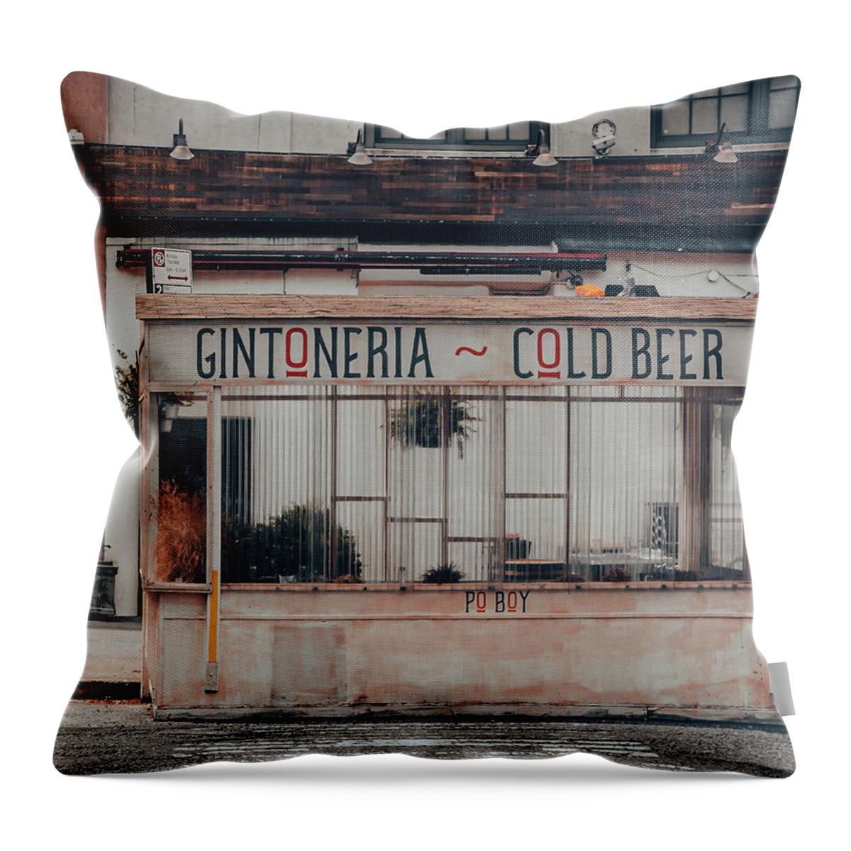 Street Scene Throw Pillow featuring the photograph Cold Beer by Steve Stanger