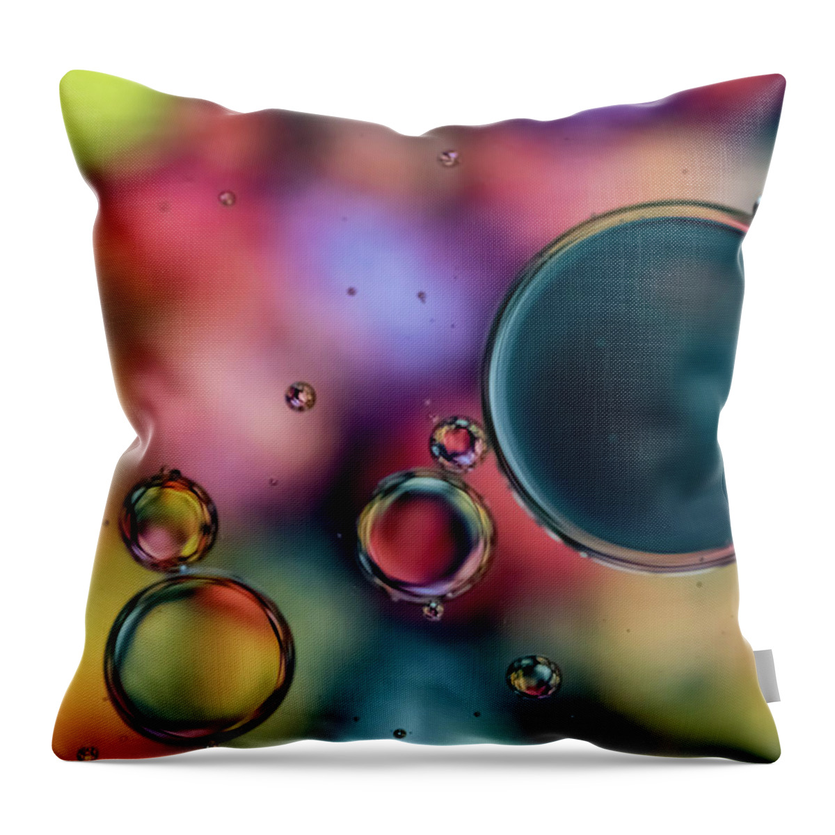 Oil Throw Pillow featuring the photograph Colorful Bubbles by Cathy Kovarik