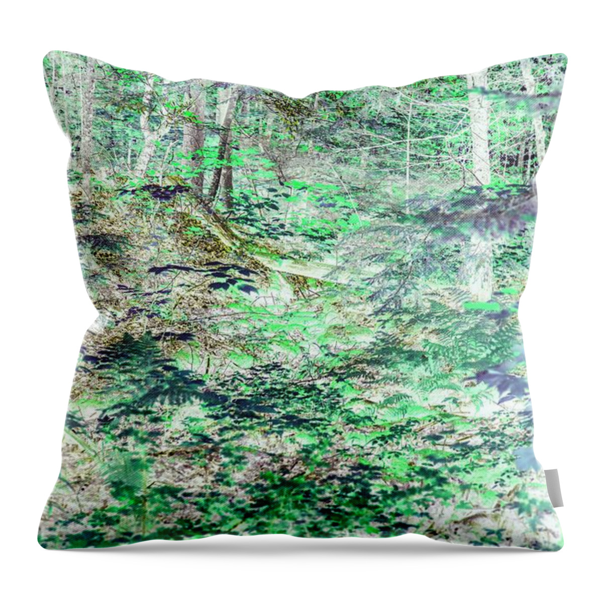 Trees Throw Pillow featuring the photograph Shades of Green Woodlands by Missy Joy