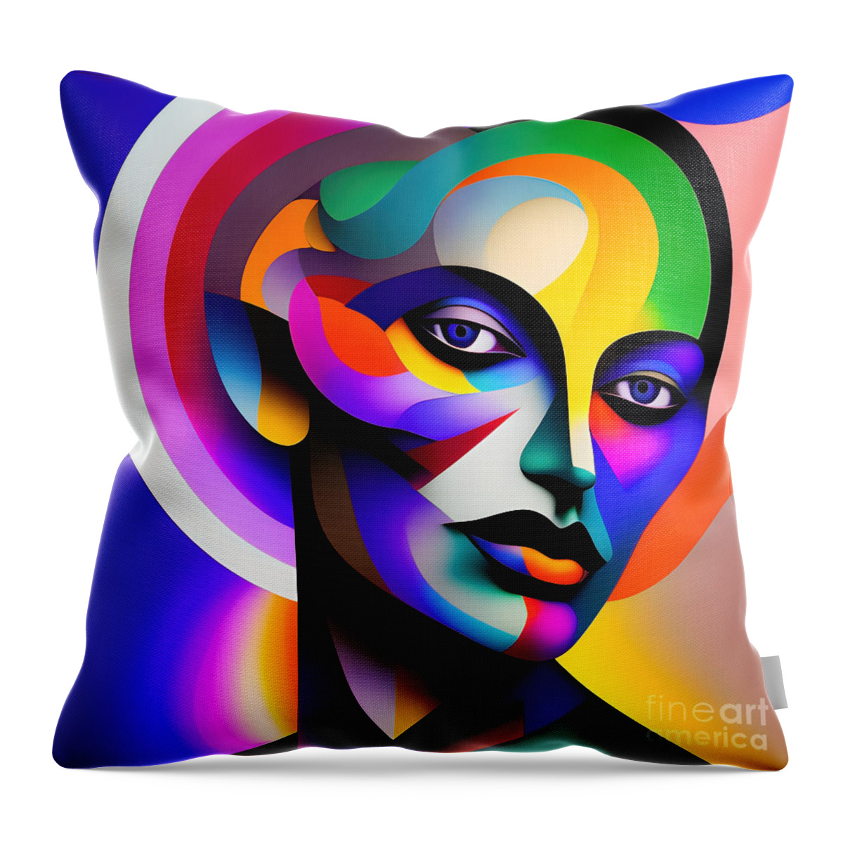 Portrait Throw Pillow featuring the digital art Colourful Abstract Portrait - 12 by Philip Preston