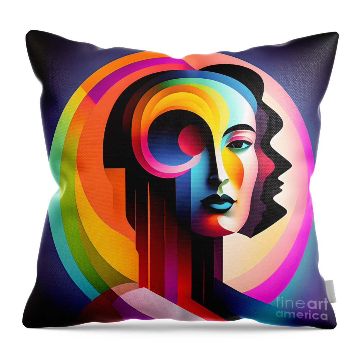 Portrait Throw Pillow featuring the digital art Colourful Abstract Surreal Portrait - 3 by Philip Preston