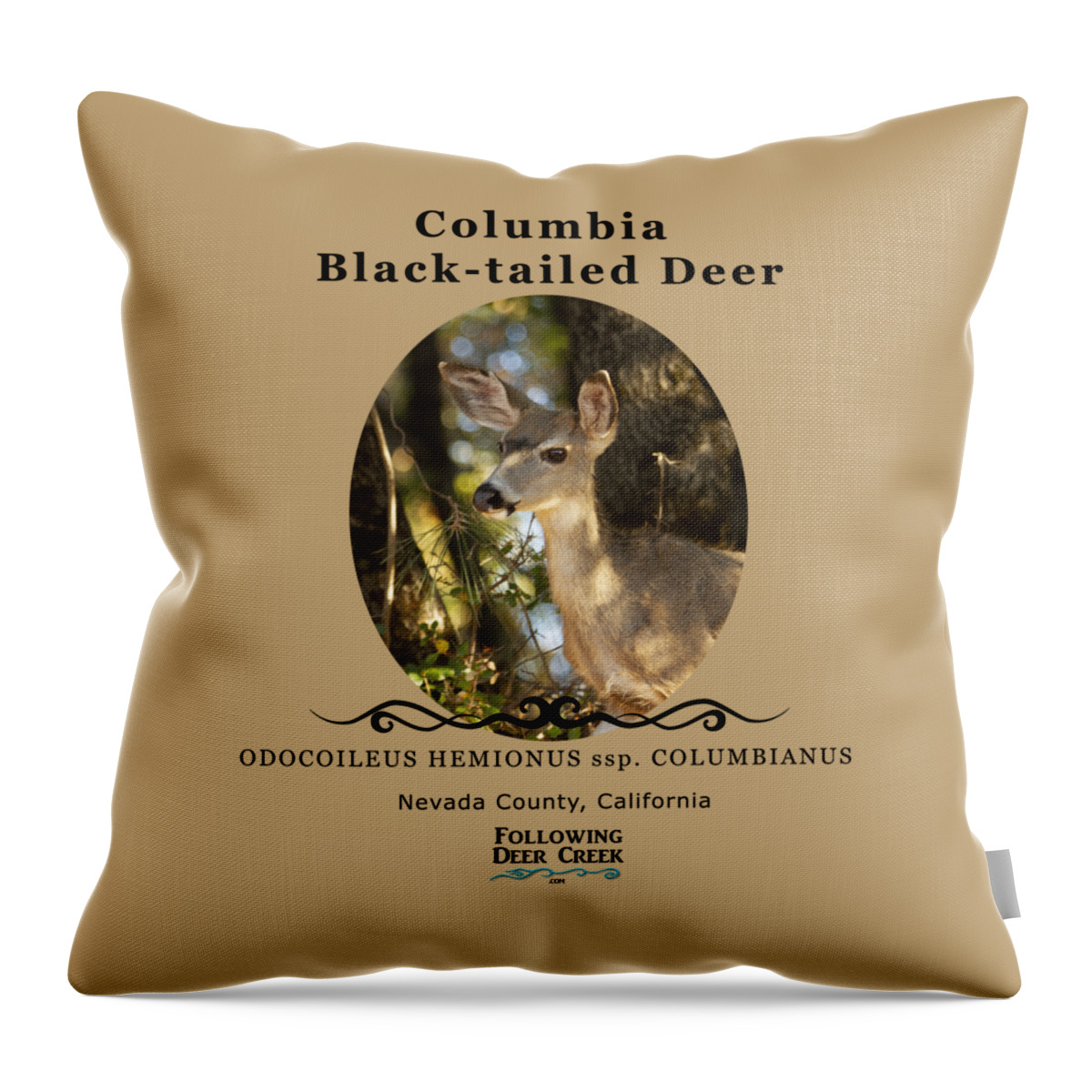 Deer Throw Pillow featuring the digital art Columbia Black-tailed Deer by Lisa Redfern
