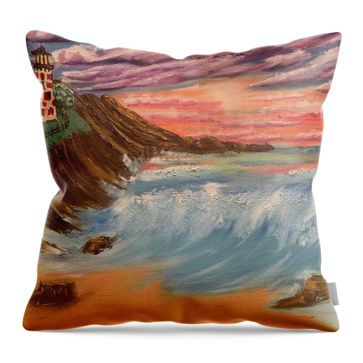 Ocean Throw Pillow featuring the painting Coming Out of the Storm by Lisa White