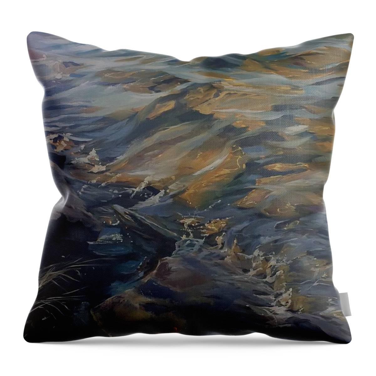 Shoreline Throw Pillow featuring the painting Coming to Shore by Sheila Romard