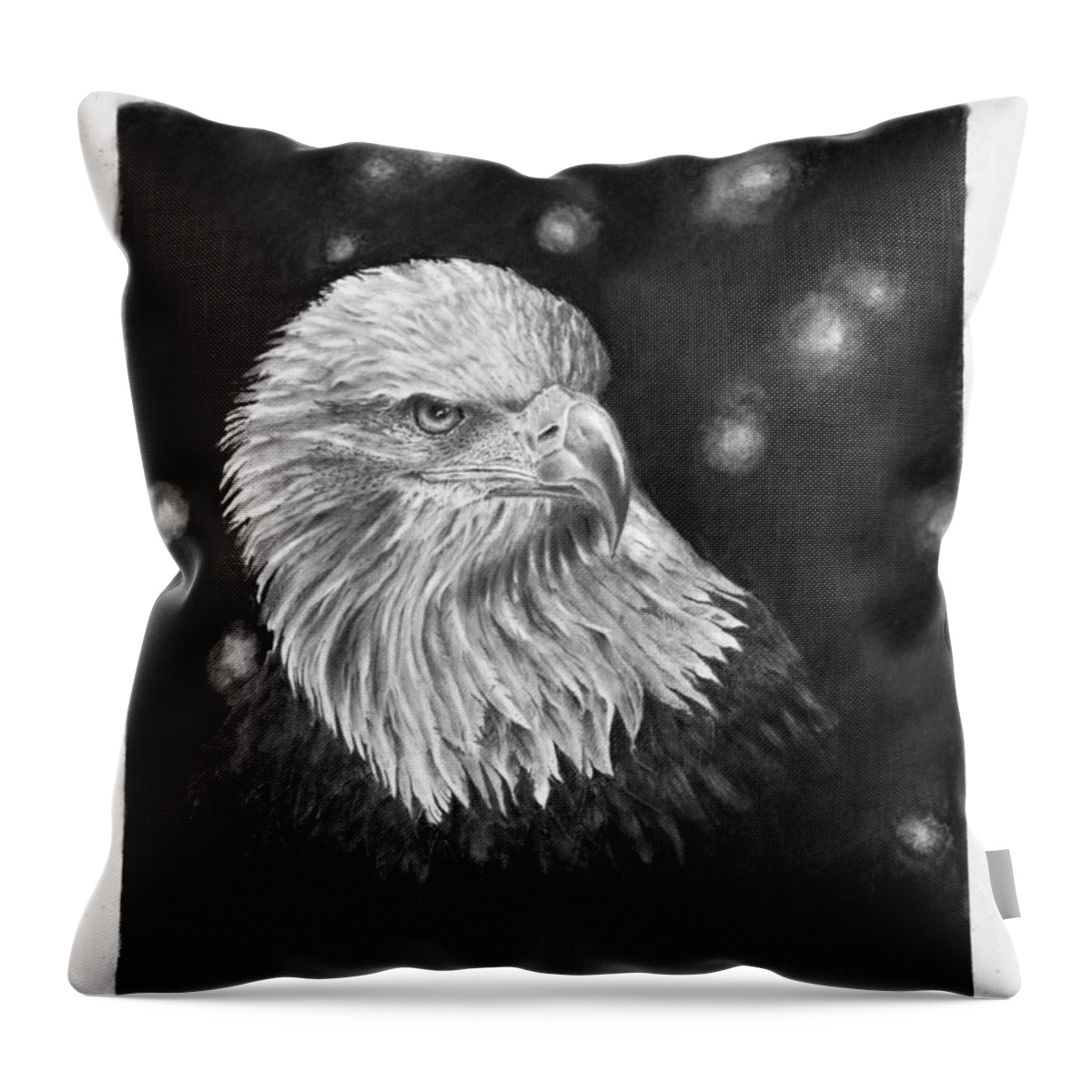 Eagle Throw Pillow featuring the drawing Commanding Gaze by Greg Fox