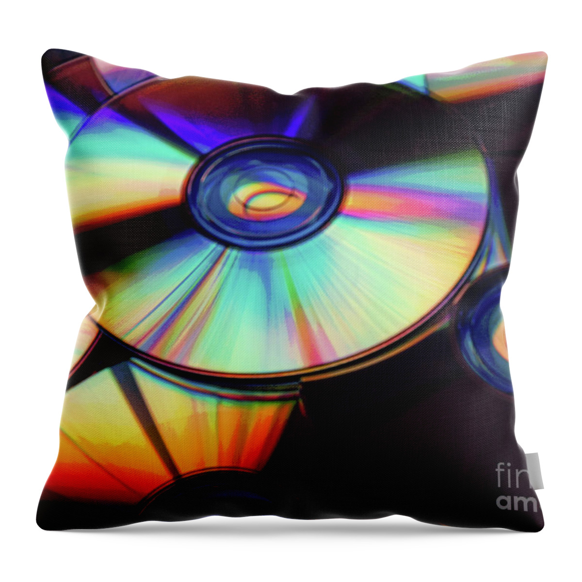 Compact Disks Throw Pillow featuring the digital art Compact Disks by Phil Perkins