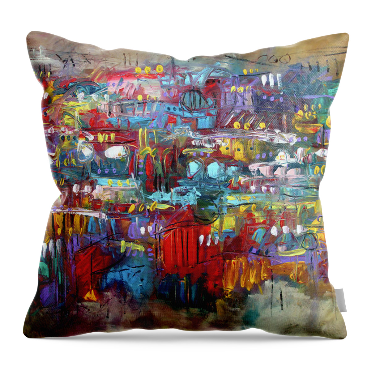 Music Throw Pillow featuring the painting Composing For Joy by Jim Stallings
