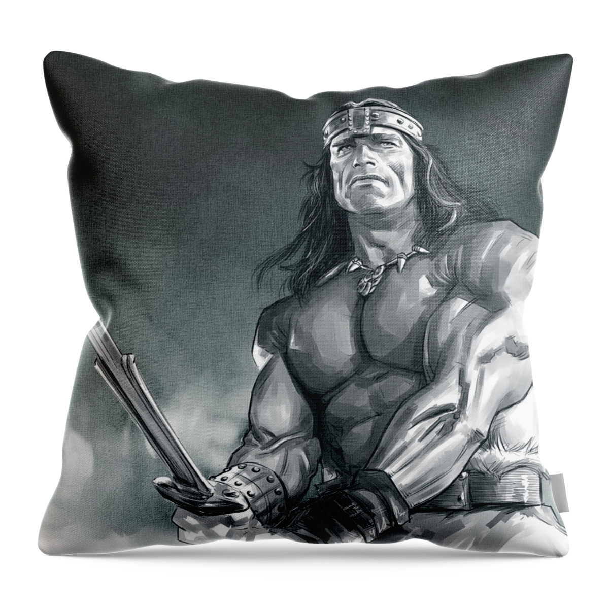 Conan The Barbarian Throw Pillow featuring the digital art Conan The Barbarian by Darko Babovic