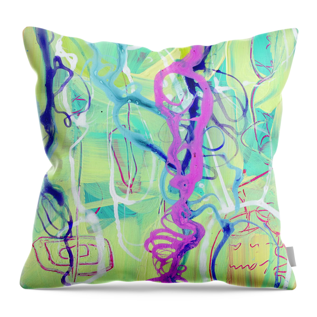 Modern Abstract Art Throw Pillow featuring the painting Contemporary Abstract - Crossing Paths No. 2 - Modern Artwork Painting No. 3 by Patricia Awapara