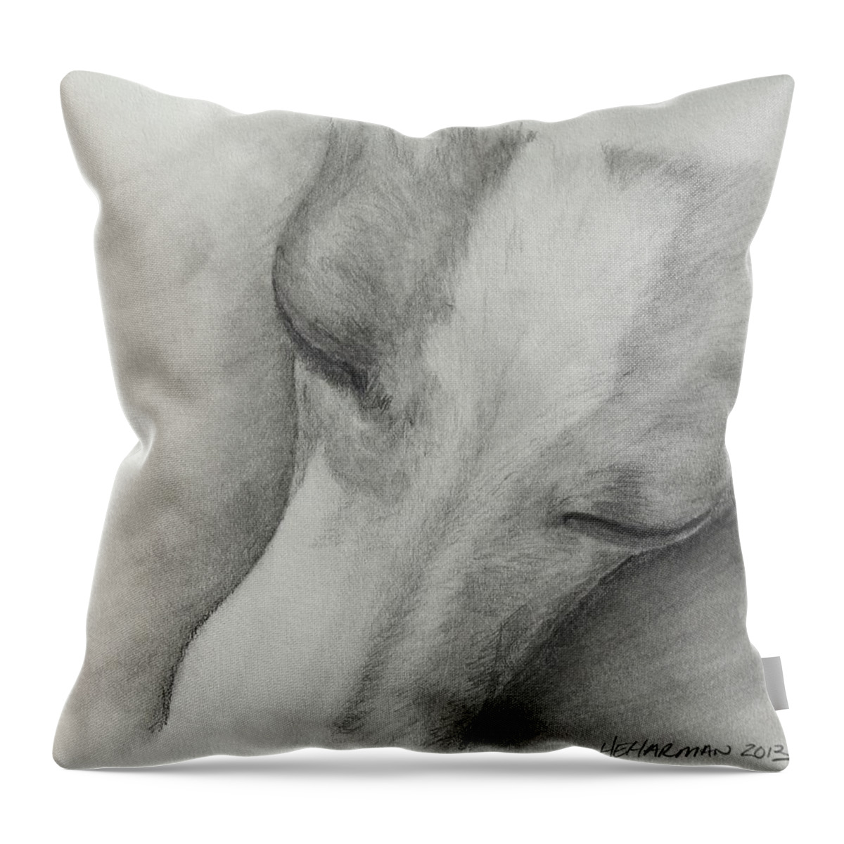 Italian Greyhound Throw Pillow featuring the drawing Comfy by Heather E Harman