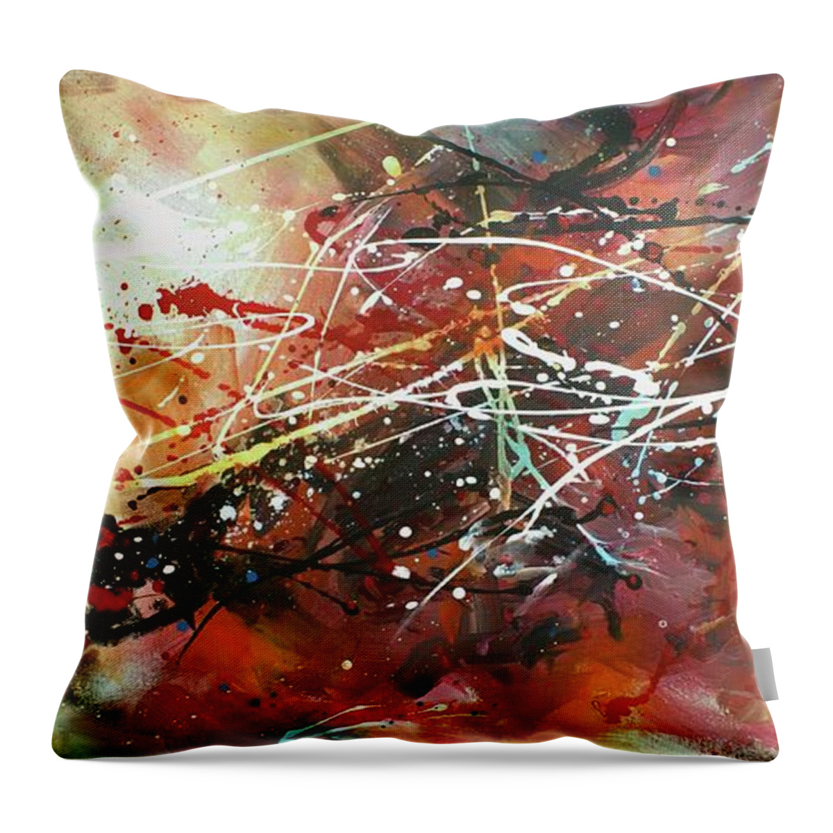 Abstract Throw Pillow featuring the painting Contradictions by Michael Lang