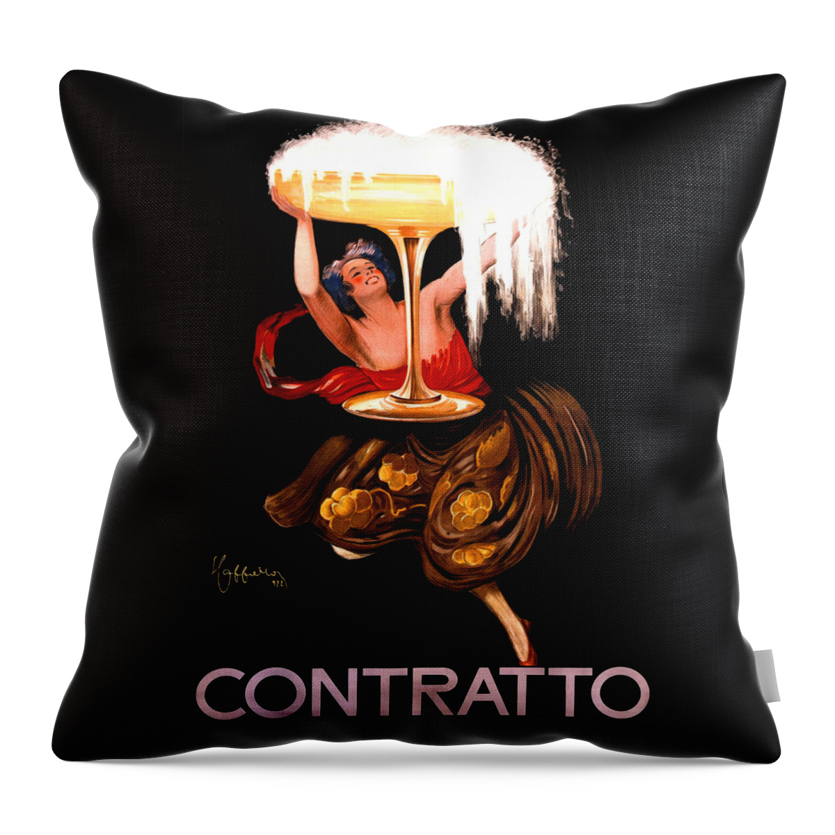 Contratto Throw Pillow featuring the painting Contratto Advertising Poster by Leonetto Cappiello