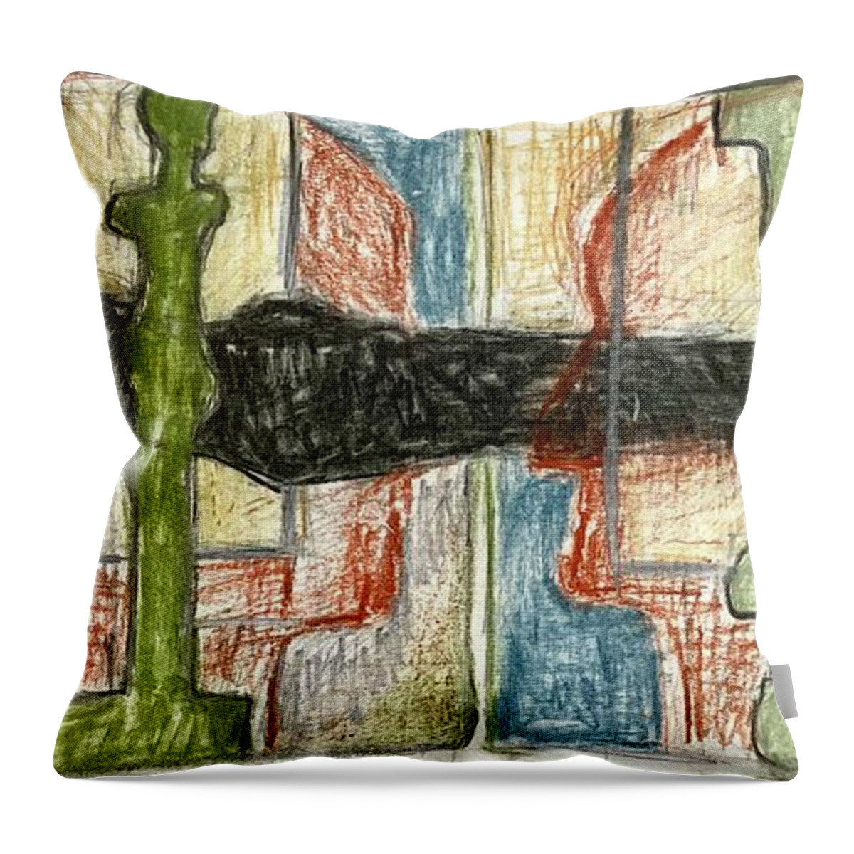 Color Charcoal Throw Pillow featuring the drawing Conversation by David Euler