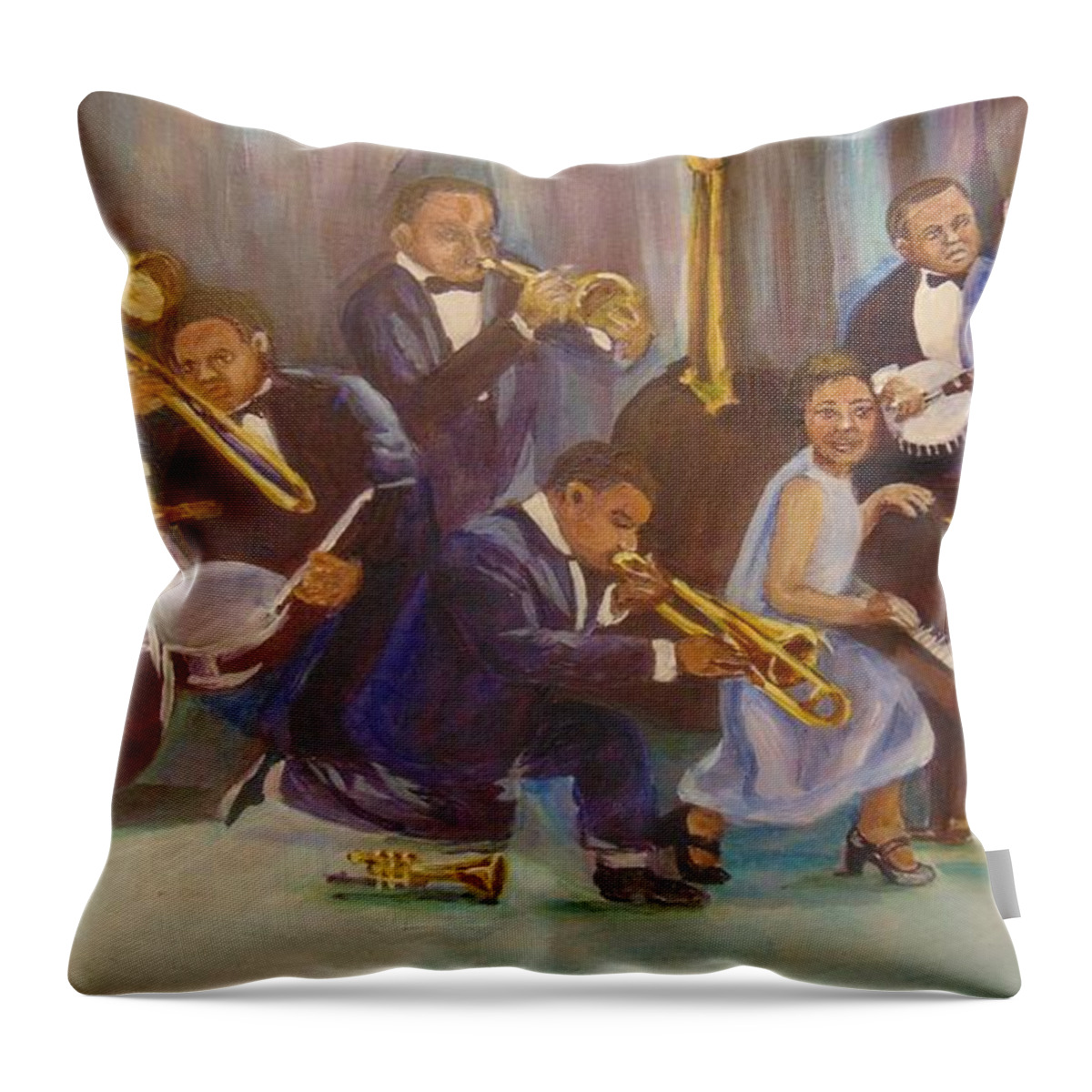 Jazz Throw Pillow featuring the painting Cool Jazz by Saundra Johnson