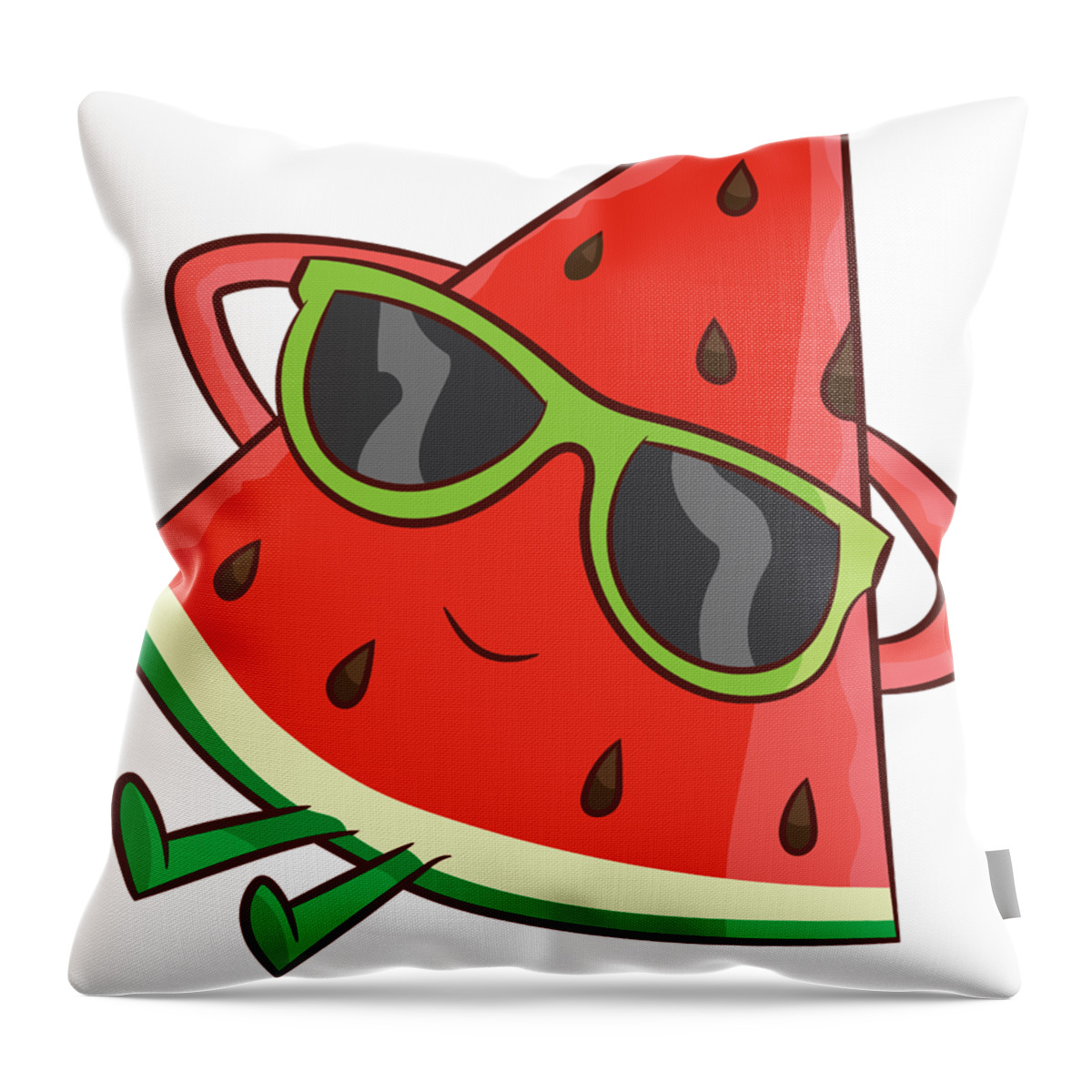 Multicolor Funny watermelon Gifts Summer Melon with Sunglasses Funny Watermelon Throw Pillow 18x18