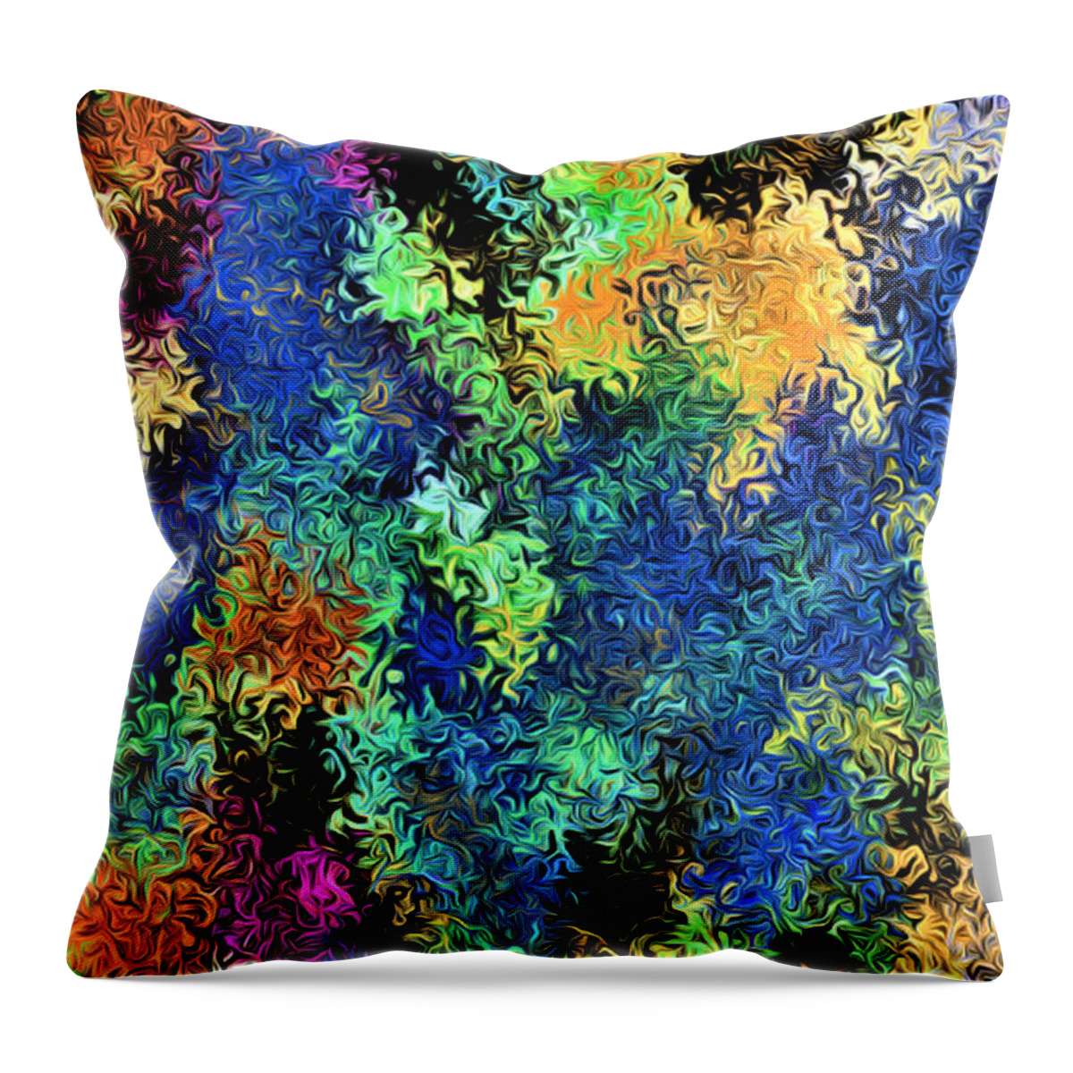 Abstract Throw Pillow featuring the digital art Coral Reef - Abstract by Ronald Mills