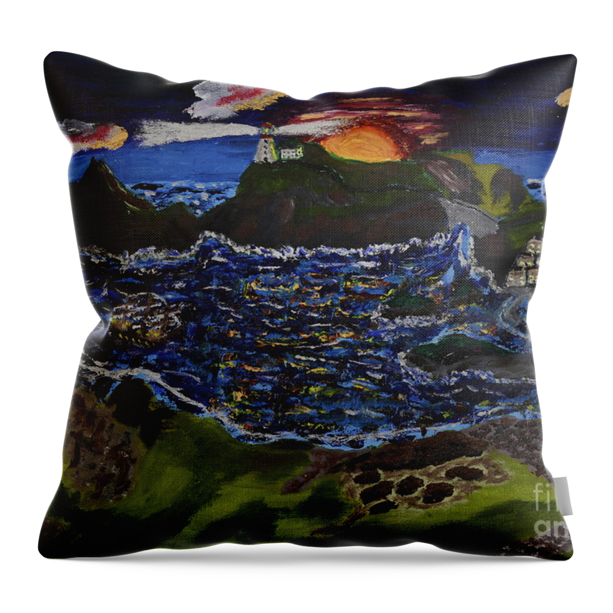 England Throw Pillow featuring the painting Cornwall 1700's by David Westwood