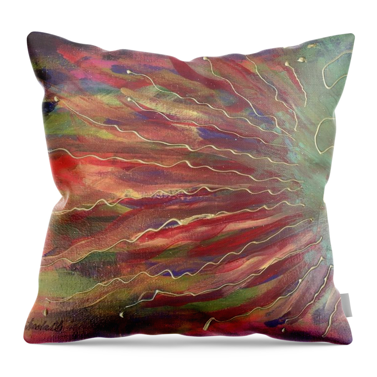  Throw Pillow featuring the painting Cosmic Eruption by Mihaela CD