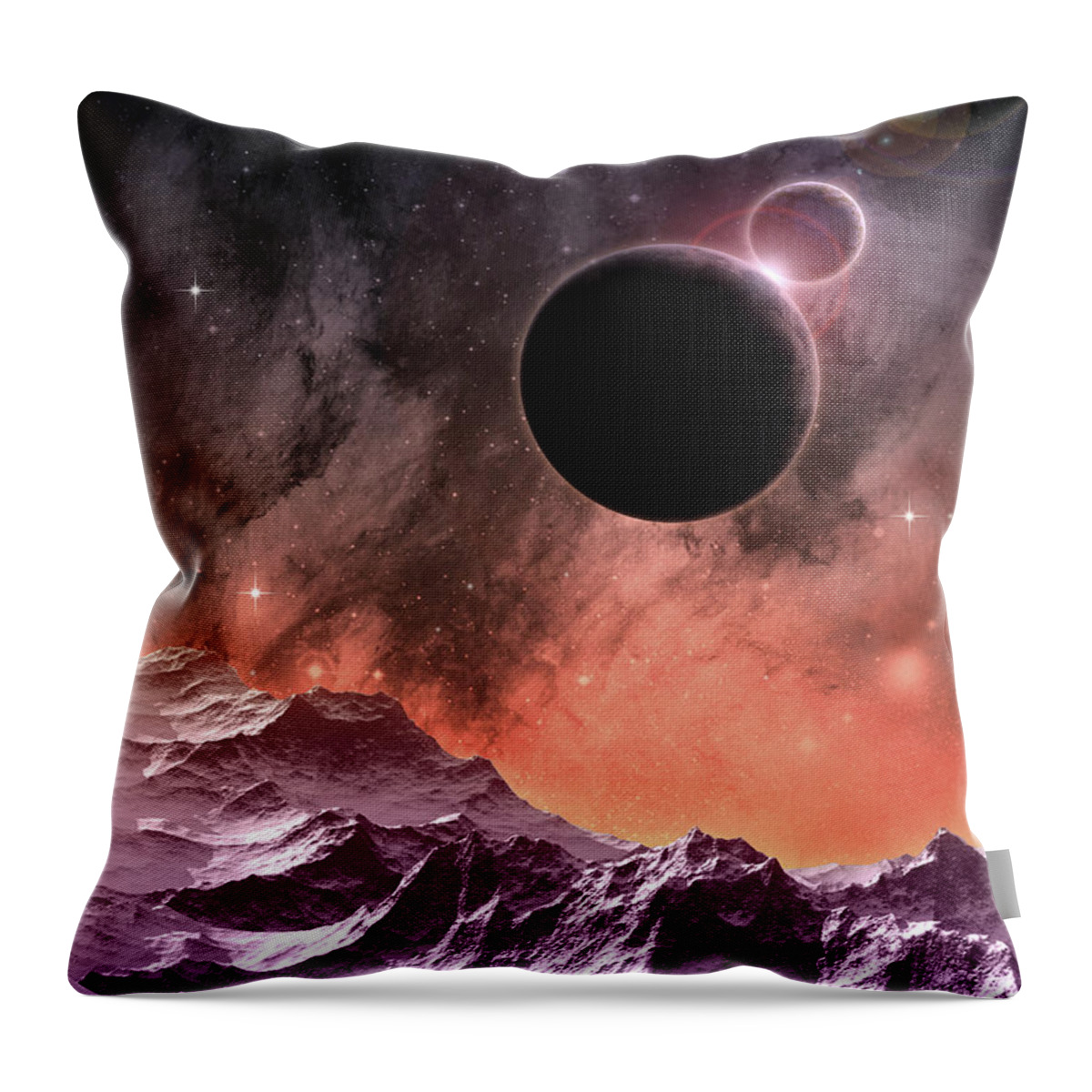 Space Throw Pillow featuring the digital art Cosmic Landscape by Phil Perkins