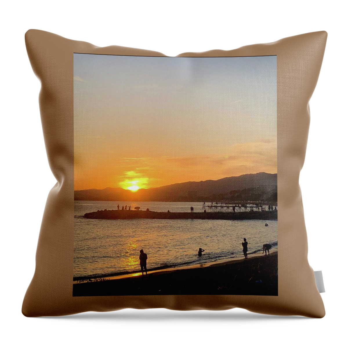Cannes Throw Pillow featuring the photograph Coucher de Soleil a Cannes by Medge Jaspan