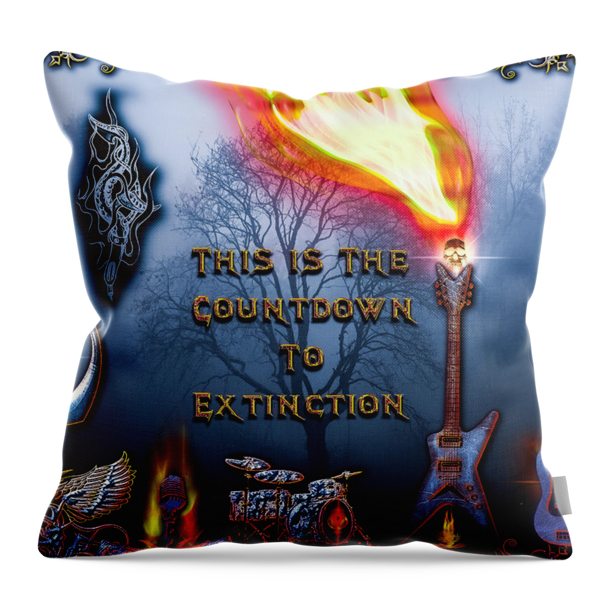 Hard Rock Music Throw Pillow featuring the digital art Countdown to Extinction by Michael Damiani