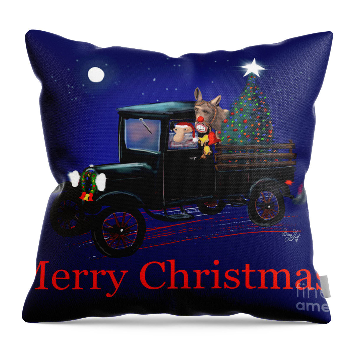 Santa Throw Pillow featuring the digital art Country Christmas by Doug Gist