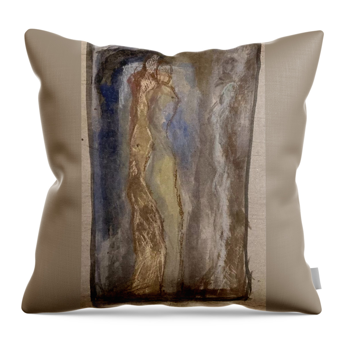 Paper Throw Pillow featuring the painting Couple in the mirror by David Euler