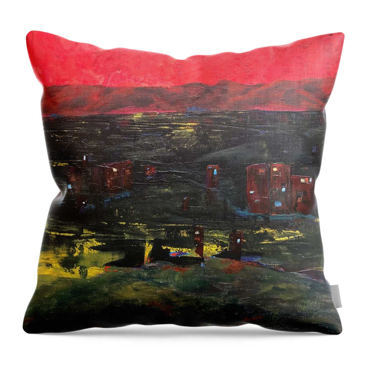 Red Sky Throw Pillow featuring the painting Covid Isolation by Deborah Naves