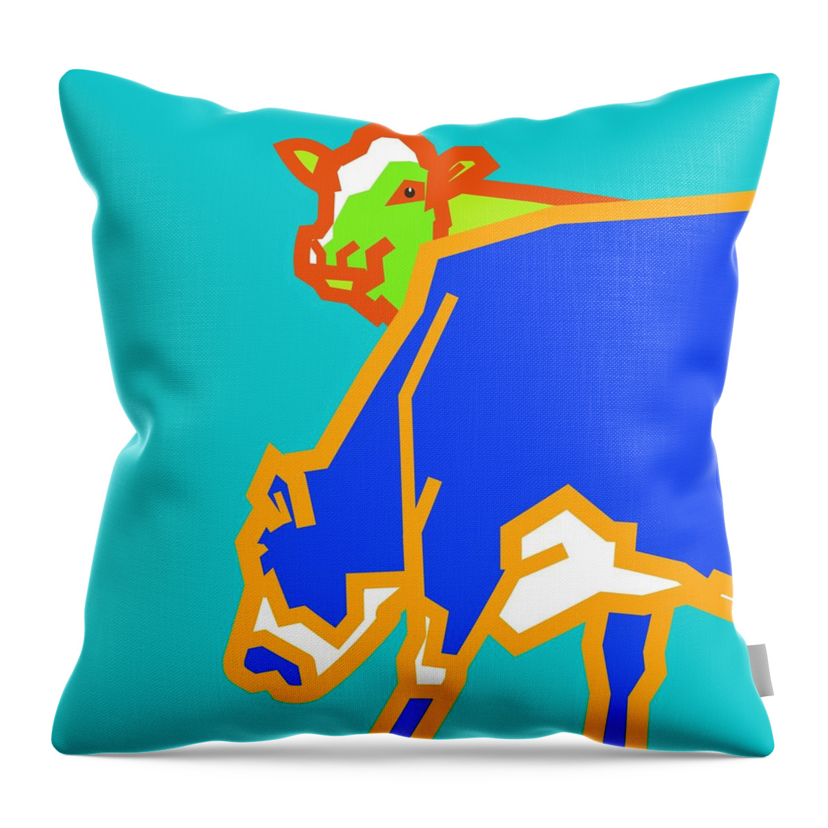 Cows Throw Pillow featuring the digital art Cows by Fatline Graphic Art