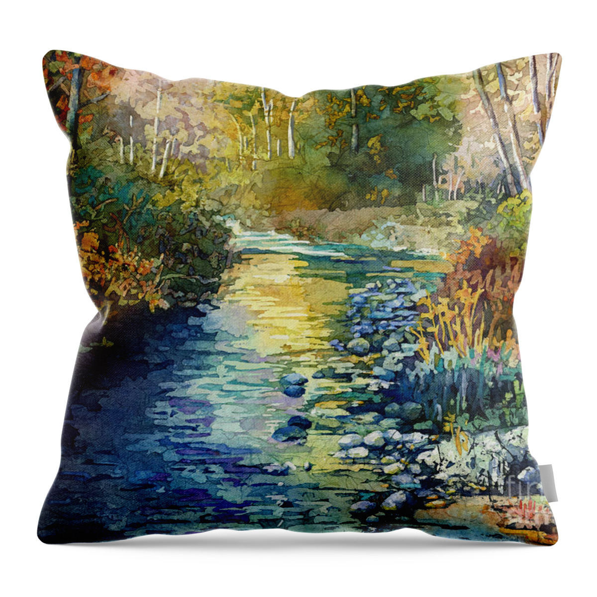 Creek Throw Pillow featuring the painting Creekside Tranquility by Hailey E Herrera