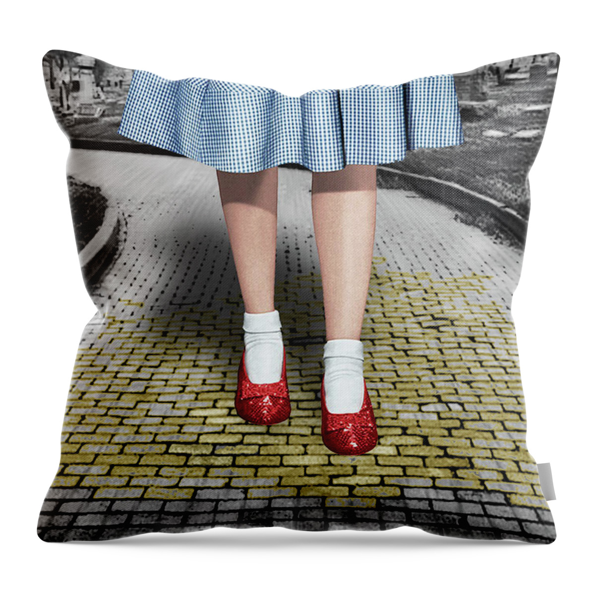 The Wizard Of Oz Throw Pillow featuring the painting Creepy Dorothy In The Wizard of Oz 2 by Tony Rubino