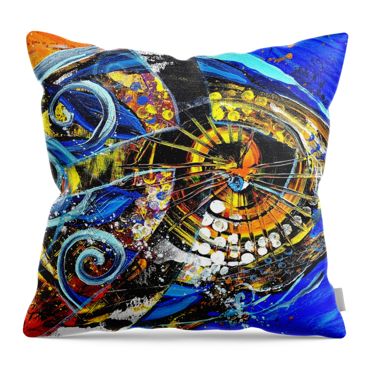 Fish Throw Pillow featuring the painting CrossOver Fish by J Vincent Scarpace