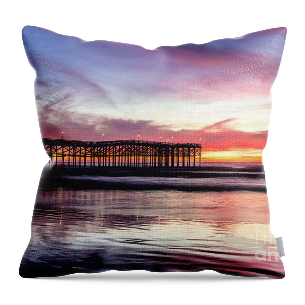 Architecture Throw Pillow featuring the photograph Crystal Pier Sunset by David Levin