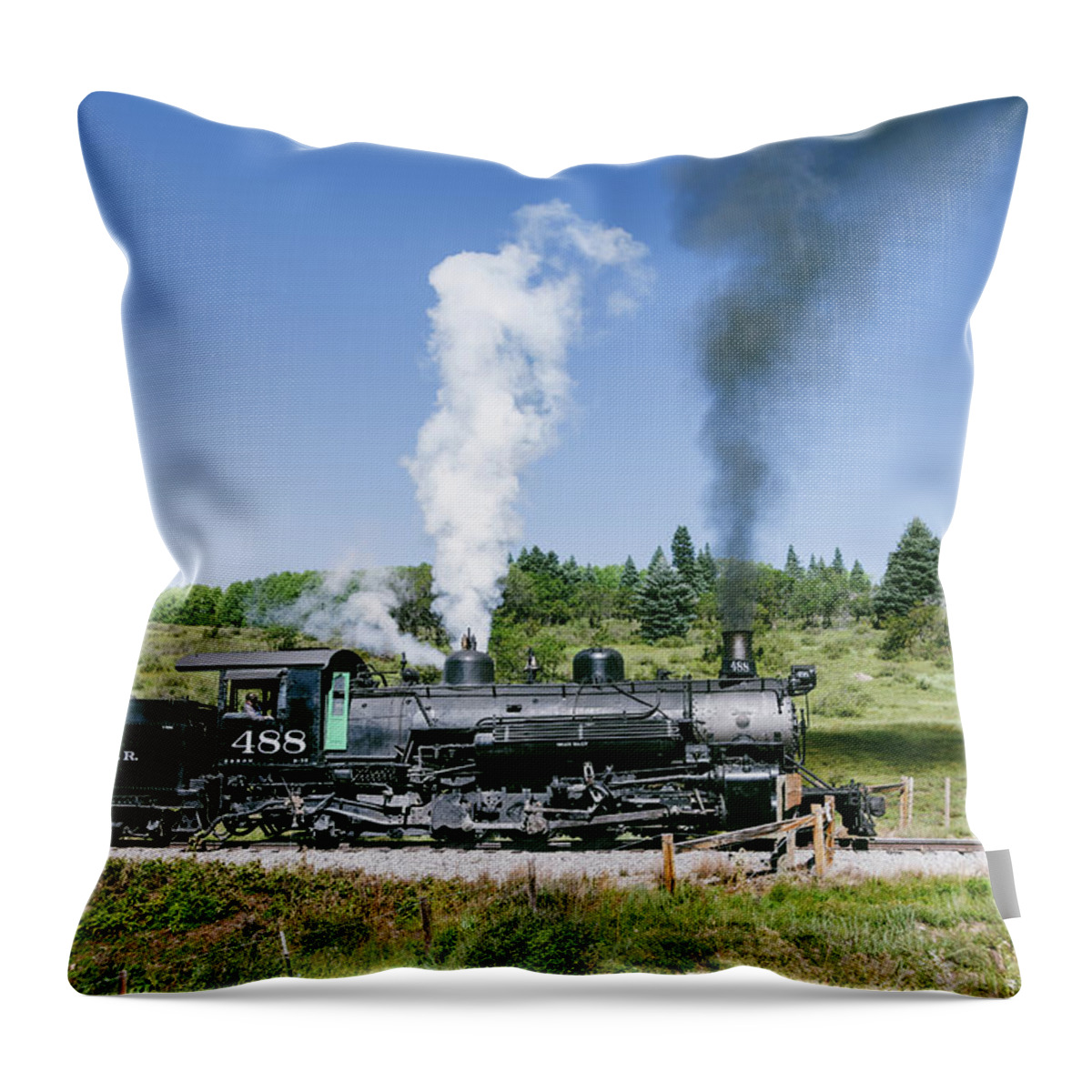 Chama Throw Pillow featuring the photograph Cumbres and Toltec Locomotive 488 by Debra Martz