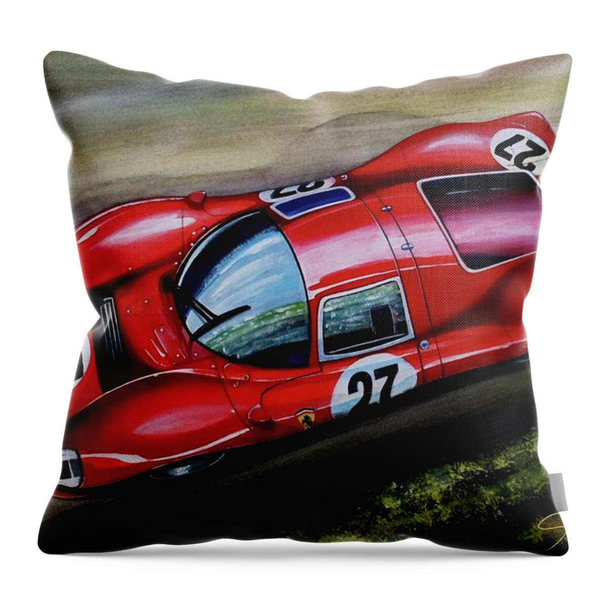 Ferrari Throw Pillow featuring the painting Curvy Beauty by Simon Read