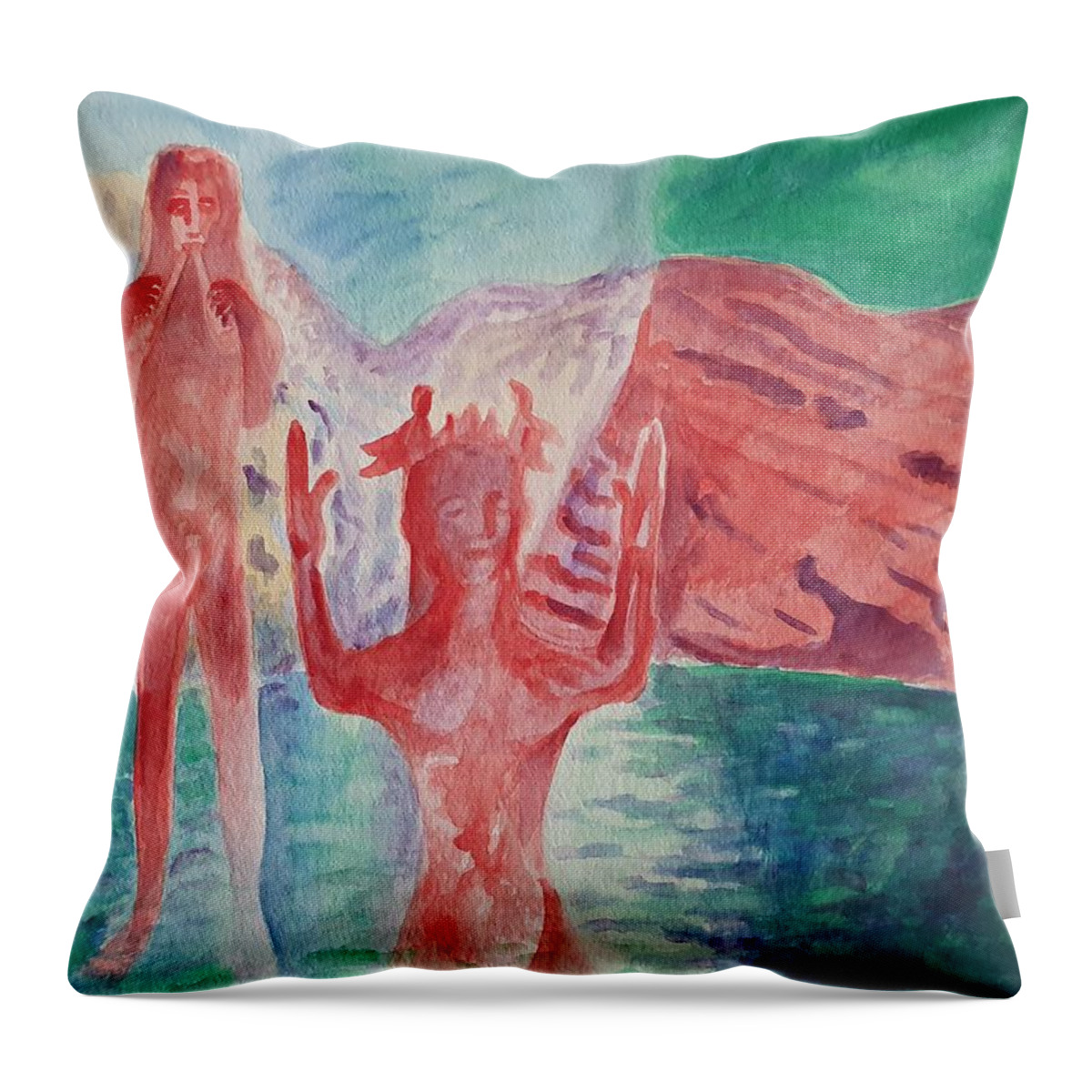 Sculpture Throw Pillow featuring the painting Cycladic Tune by Enrico Garff