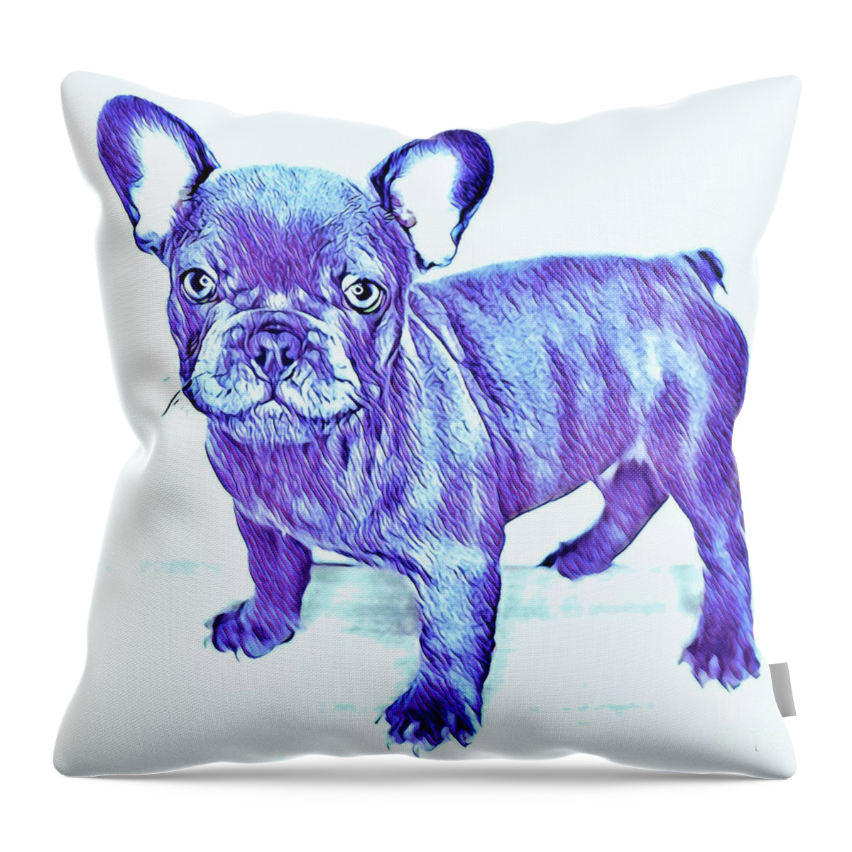 Blue French Bulldog. Frenchie. Dog. Pets. Animals. Throw Pillow featuring the digital art Da Ba Dee by Denise Railey