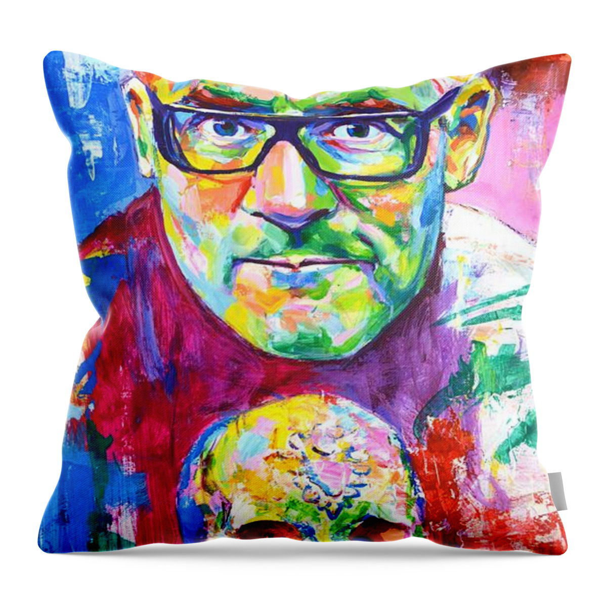 Damien Stephen Hirst Throw Pillow featuring the painting Damien Stephen Hirst by Iryna Kastsova