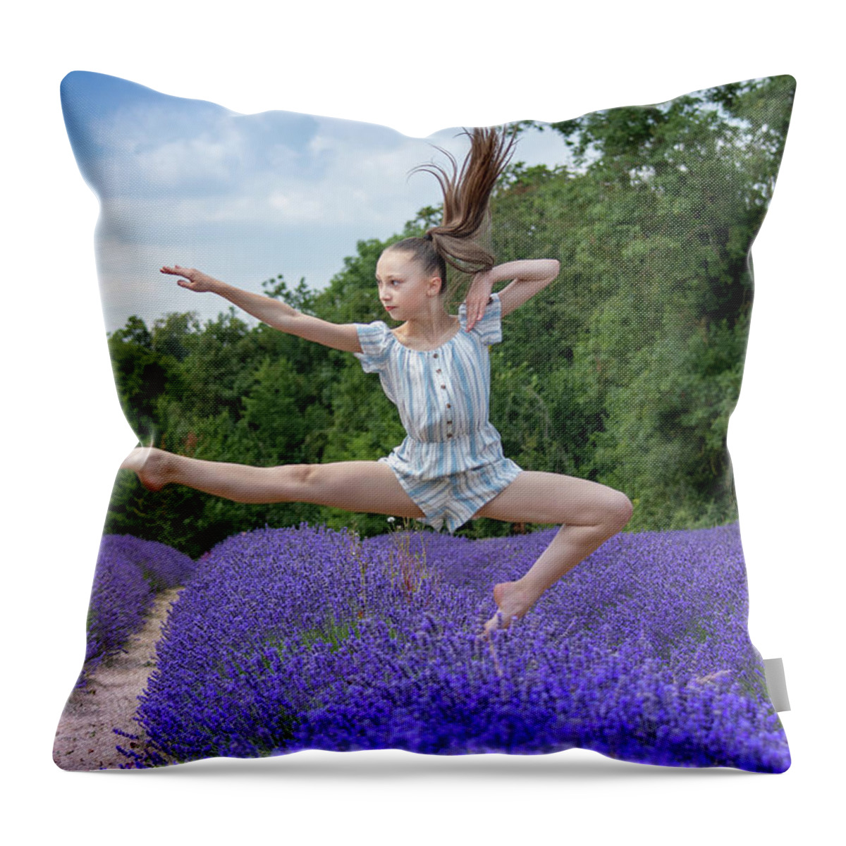 Lavender Throw Pillow featuring the photograph Dance on the lavender by Andrew Lalchan