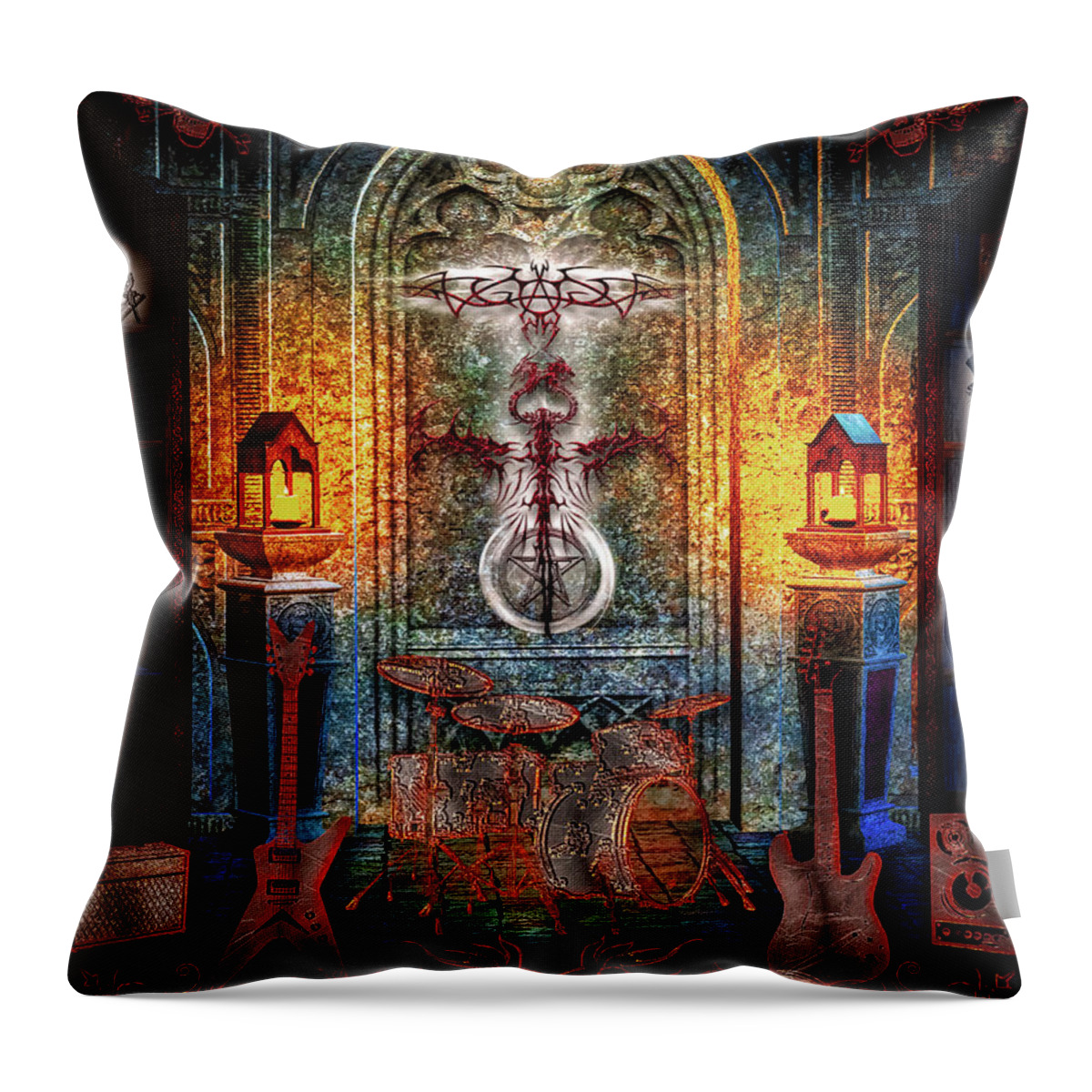 Heavy Metal Throw Pillow featuring the digital art Dance With The Devil by Michael Damiani