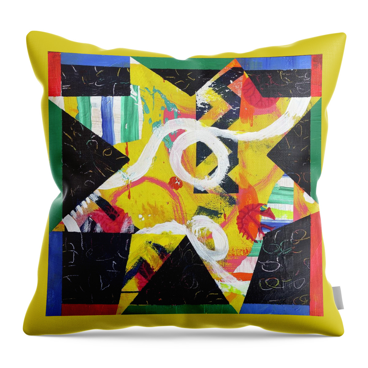 Star Throw Pillow featuring the painting Dancing Yellow Star by Cyndie Katz