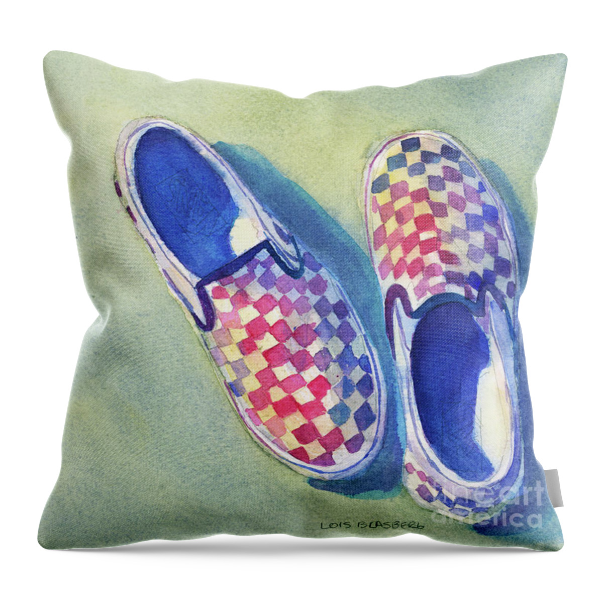 Shoes Throw Pillow featuring the painting Dani's Shoes by Lois Blasberg