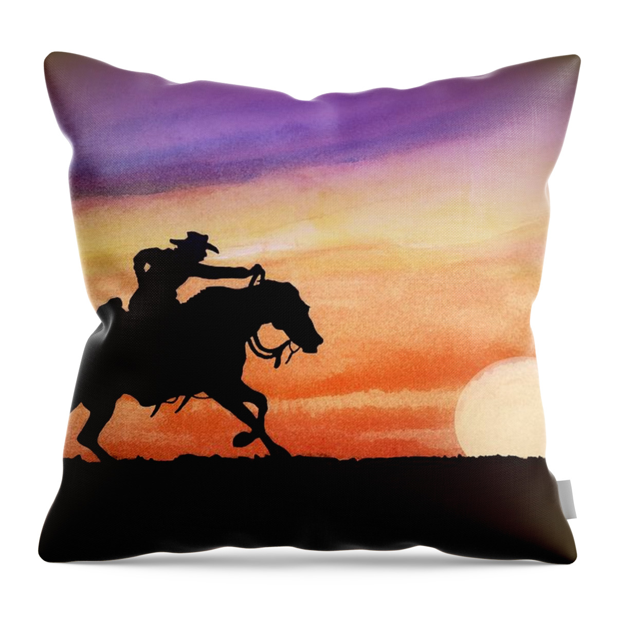 Indian Inks Throw Pillow featuring the painting Dark Rider Two by Simon Read