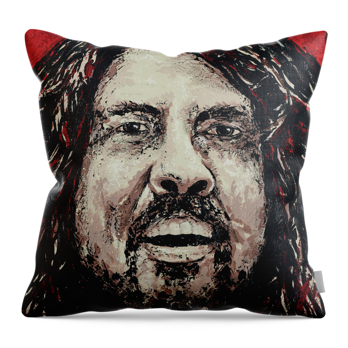 Dave Grohl Throw Pillow featuring the painting Dave Grohl My Hero by Steve Follman